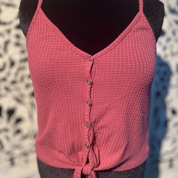 Women's Button-Front Knit Tank Top - Pink - Picture 1 of 3